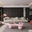 Table basse de 40 pouces en forme de nuage, table basse basse avec 3 pieds sphériques pour le salon, rose-628528002-628528003-637434301