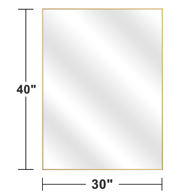 Miroir de salle de bain mural Kayelle, Doré, 39 po x 30 po