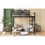 Lit mezzanine avec échelle, lit mezzanine en métal avec tablettes de rangement, lit mezzanine haut pour enfants adolescents-1161116462-1161116448