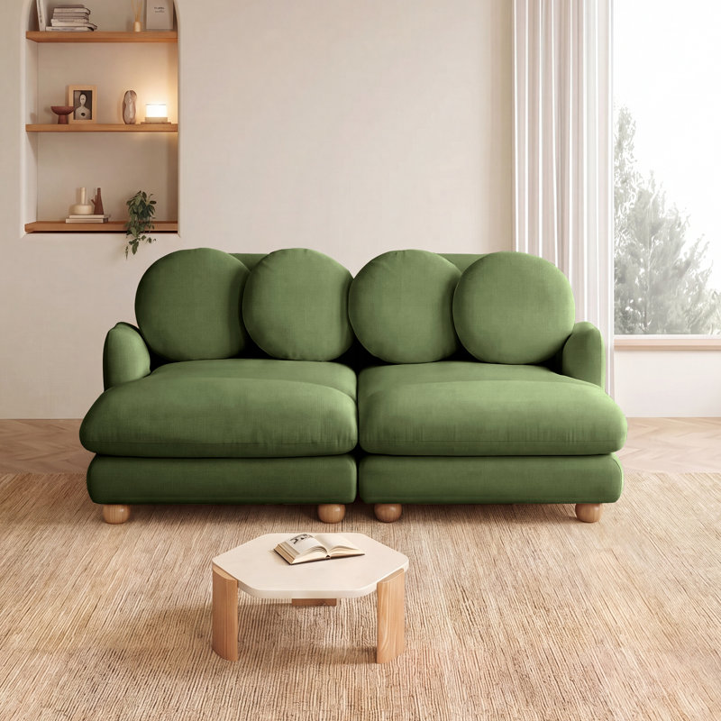 Canapé modulaire 2 places avec 4 coussins décoratifs en chenille Comfy, Vert