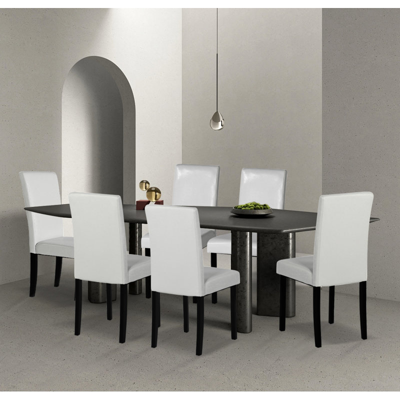 Naamann 47cm H Upholstered Parsons Chair, White, 8