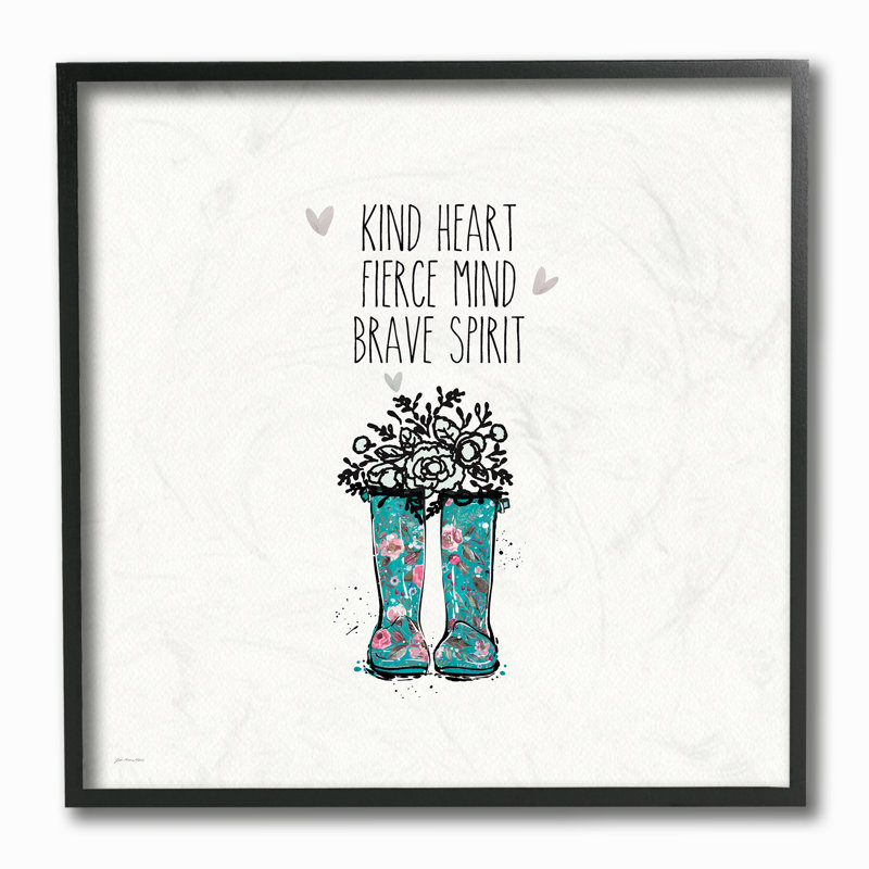 « kind féroce rainboots avec fleurs », reproduction, H 12 po x l 12 po, Giclée encadrée noir minuit