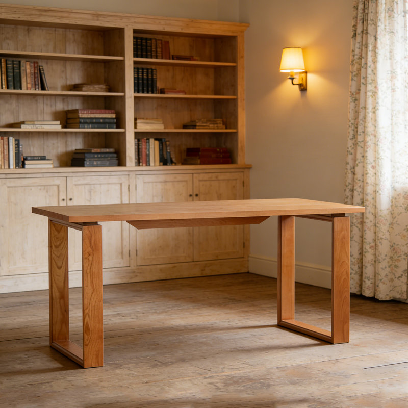 Bureau rectangulaire brun durable en bois de frêne naturel, H 29,52 po x l 82,67 po x P 33,46 po