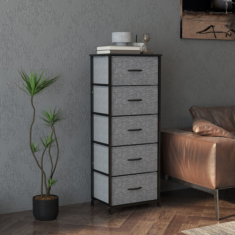 45cm W 5 - Drawer Chest of Drawers, Dark Grey