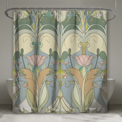 Rideau de douche Art Nouveau - Décoration florale de salle de bain Art Déco