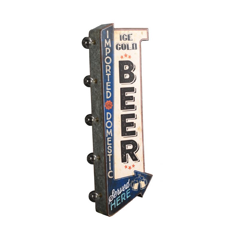  Enseigne rétro en métal DEL «Ice Cold Beer» rétro
