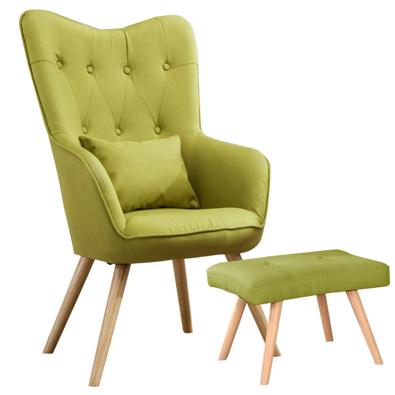 Hraztan Upholstered Armchair With Footstool, Green