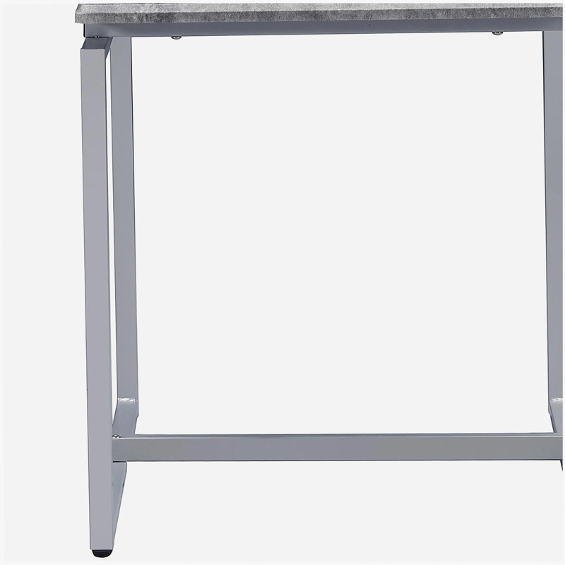 Ensemble occasionnel gris et argent avec base à tréteaux, Argent argent, Gris