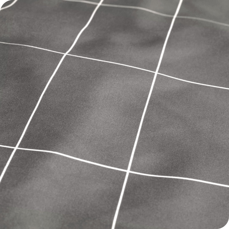 Sheet Set - Ultra-Soft Microfiber Bed Sheets - Double Brushed - Deep Pockets - Easy Fit, Grid - Grey/White