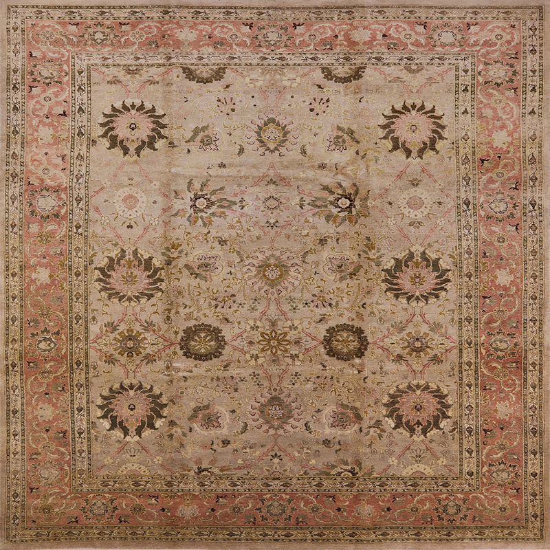 Tapis oriental rouge / beige / brun Osterville, Carré 6 pi