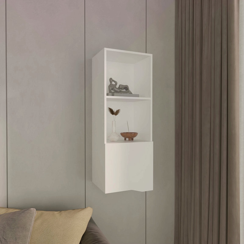 Armoire à pharmacie à une porte de 43 po de hauteur avec deux tablettes ouvertes