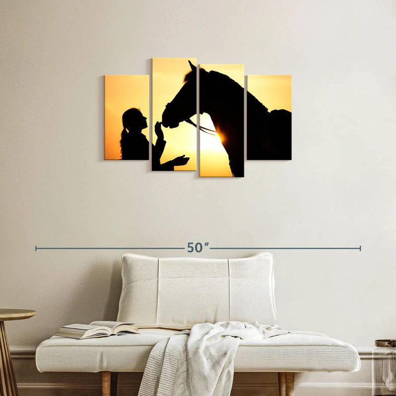 Cheval et fille Brampt, H 22 po x l 36 po