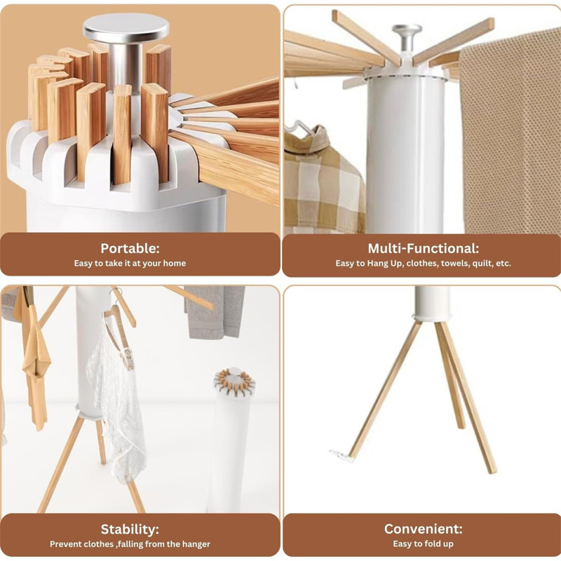 Foldable Tripod Clothes Drying Rack - Portable For Outdoor Use