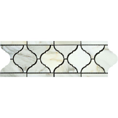 Calacatta Gold 3 7/8" x 11 5/8" Arabesque Border Marble Look Wall Border