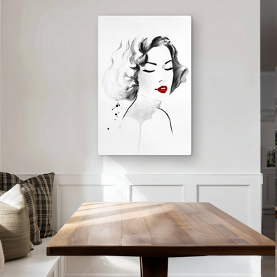 Watercolor Woman - Minimalist Gray Metal Print | Home Decor