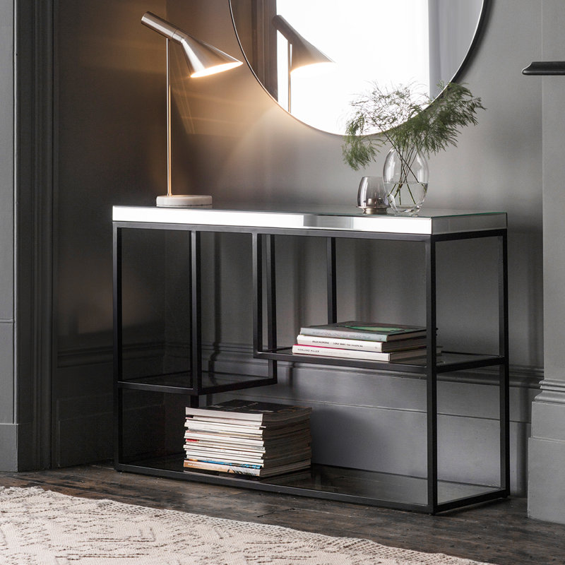 Brezza 120cm Glass Top Console Table, Black