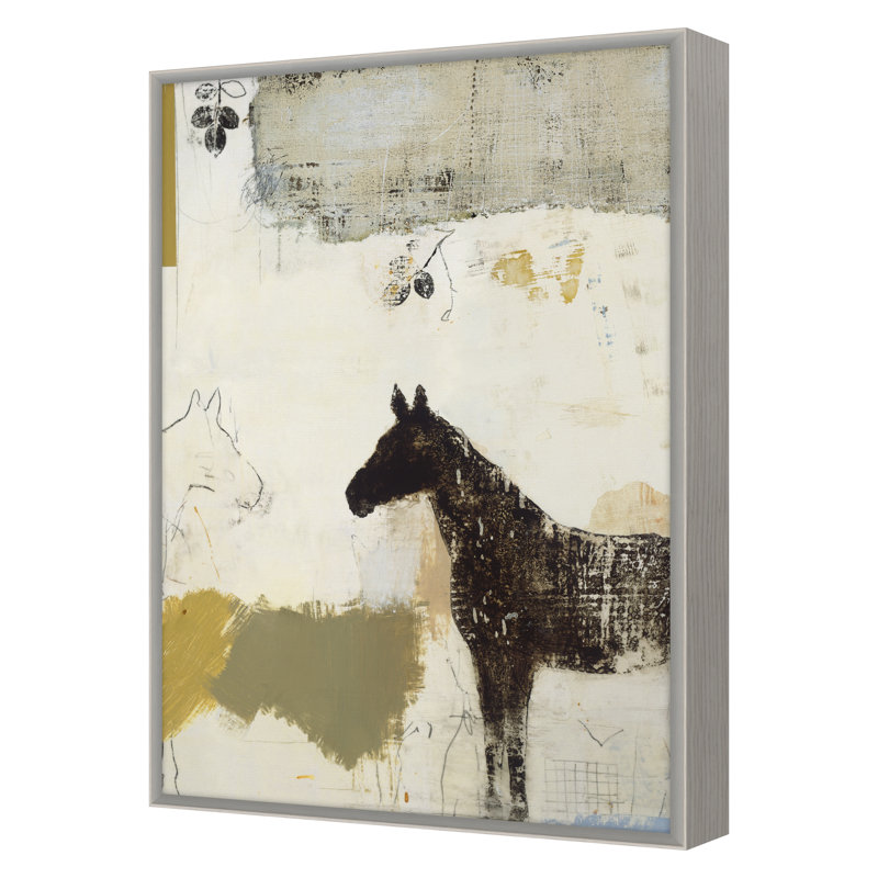 Gray Horses I Print by Patrick Atkinson, 30" H x 21" W x 2" D, White Wash Oak