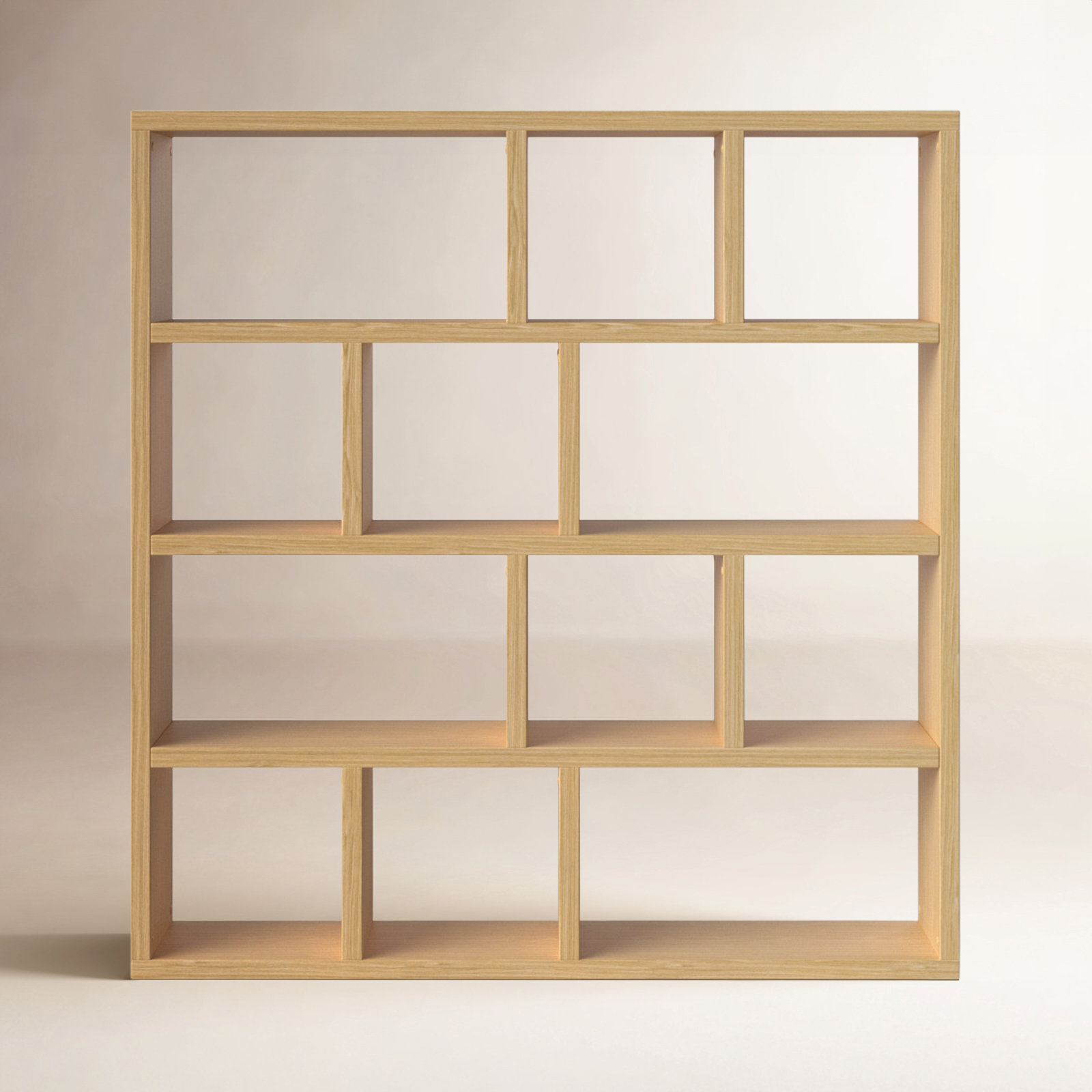 Oak, (4 Shelves) 63" H x 59" W x 13" D