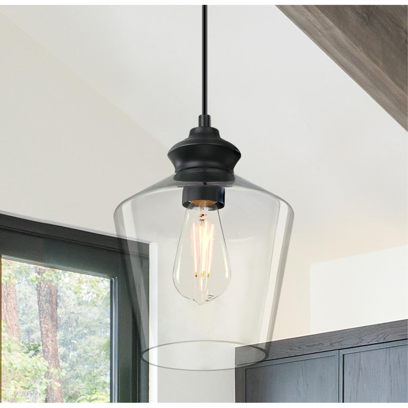 Mini-luminaire d'intérieur Ramsey, noir mat avec verre transparent