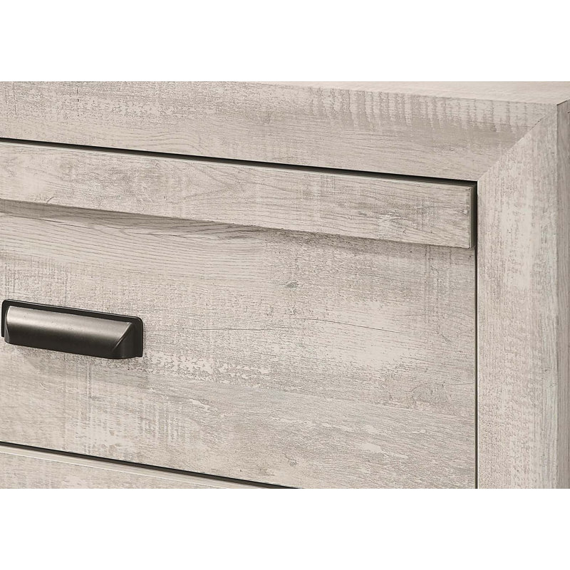 Table de bout de table de chevet 1pc avec deux tiroirs de rangement, Beige / gris / blanc