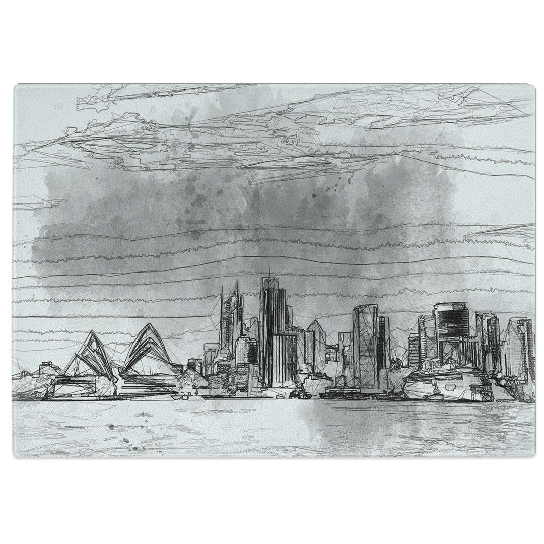 Tempered Glass Sydney Australia Skyline Chopping Board