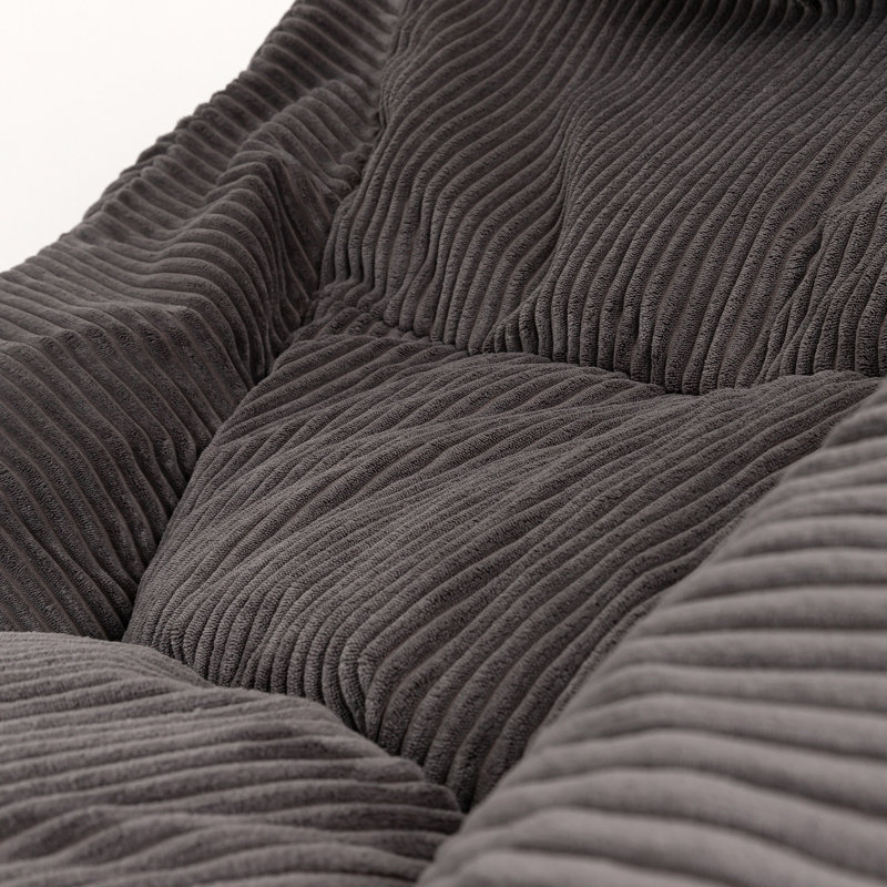 Natalia Corduroy Armchair Bean Bag and Square Footstool, Charcoal Grey