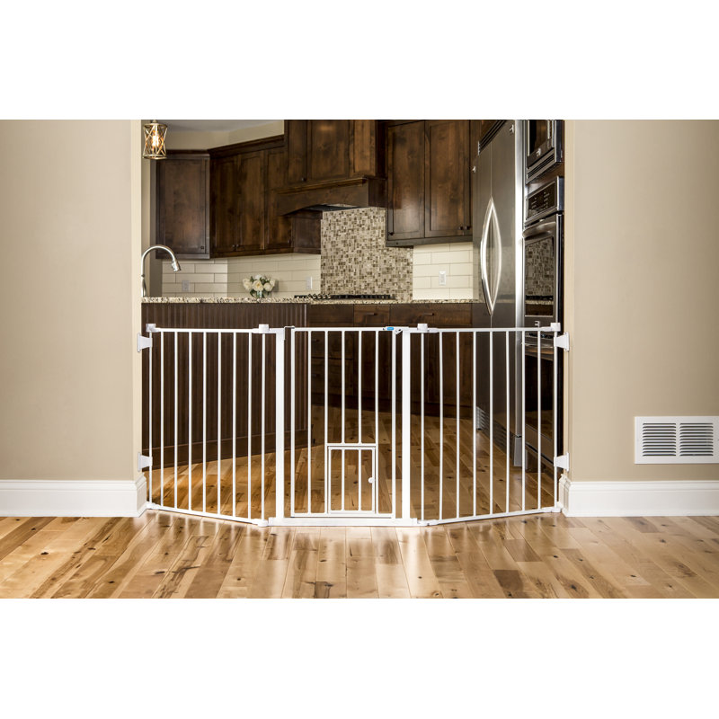 Carlson 30" H x 76" W White Metal Pet Gate with Small Door