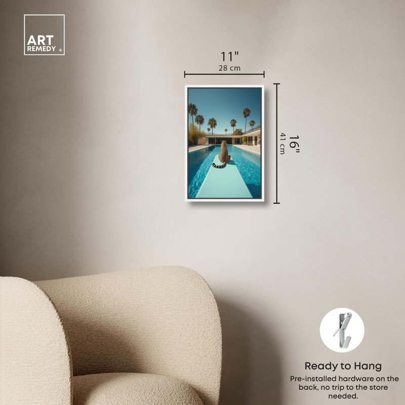 Art, art moderne, toile de tigre moderne, Cadre flottant blanc, H 16 po x l 11 po