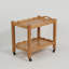 Table d'appoint roulante en bois d'hévéa massif, 2 niveaux avec roues verrouillables et plateau amovible, robuste pour chariot de bar, table de chevet, table de bout, table de canapé