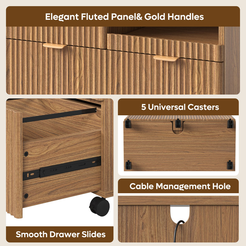 31.5cm Wide 4 -Drawer File Cabinet, Brown/Black