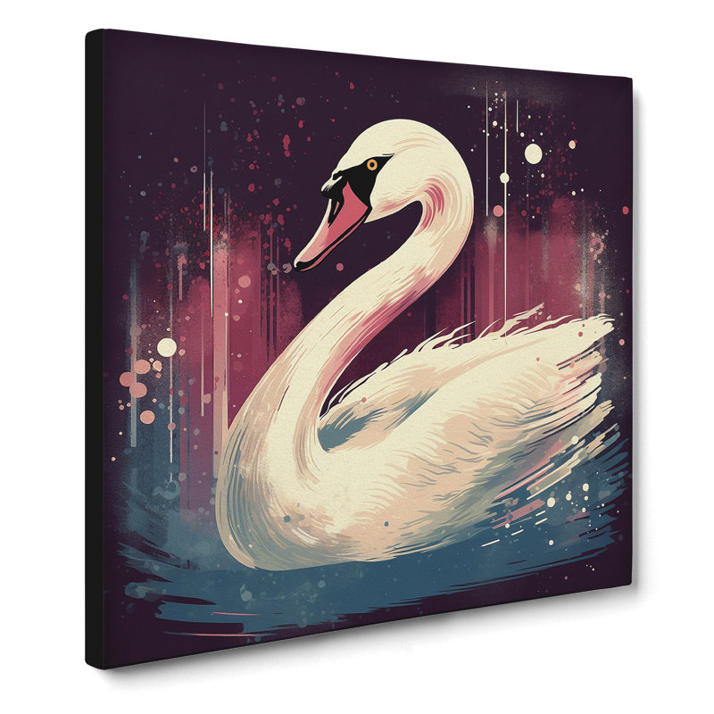 Swan Retro Art No.4 - Wrapped Canvas, 35cm H x 35cm W x 3cm D