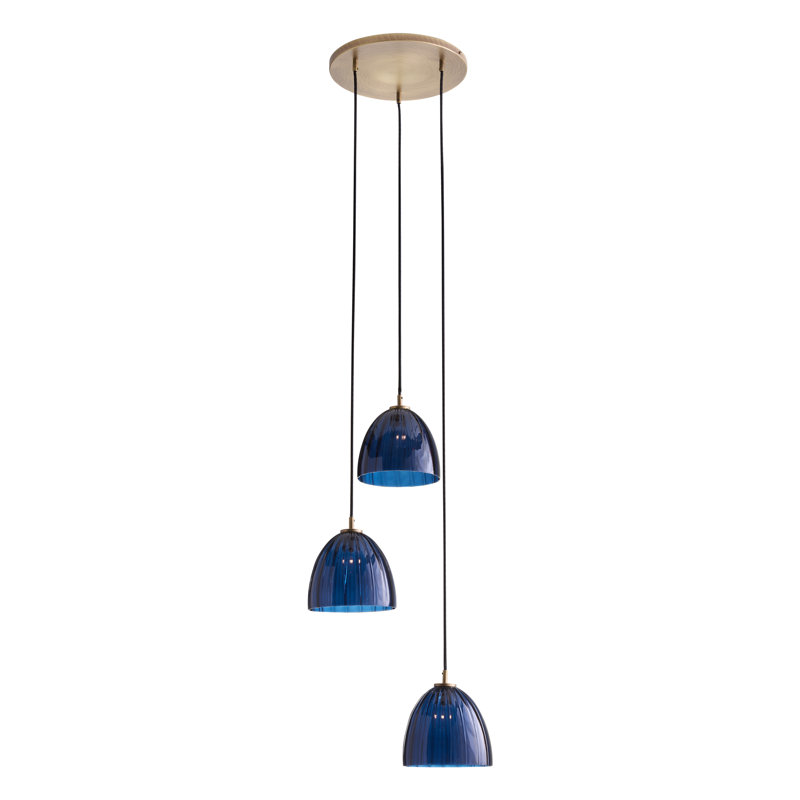 Luminaire suspendu triple Caterina - bleu Avio, Blue Avio