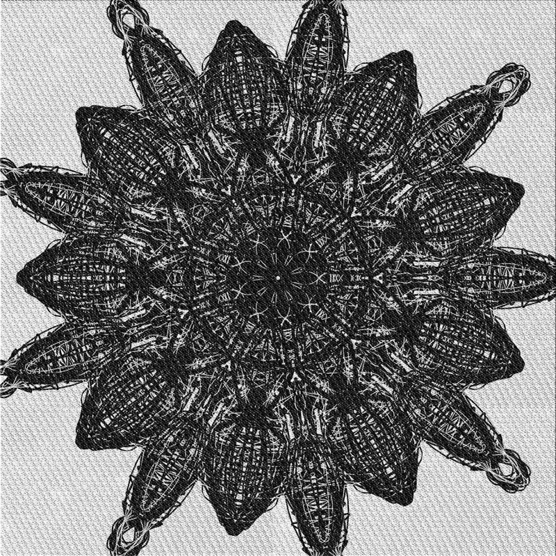 Tapis noir/gris tissé à la machine, Carré 5 pi