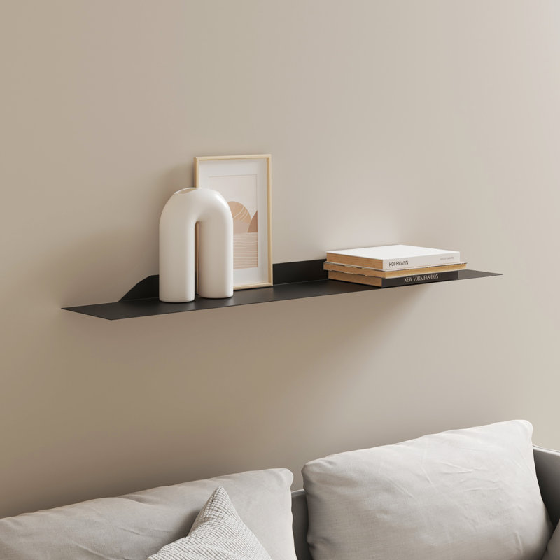 Maja Metal Floating Shelf, 4.5" H x 91.5" W x 15.25" D, Black