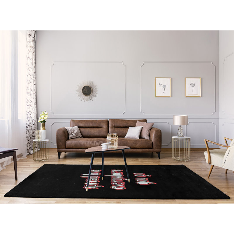 Tapis en polyester tableau noir style "spread love quot", Rectangle 5 pi x 7 pi