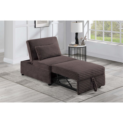 Convertible Wide-Welt Corduroy Sofa Sleeper Sofa Chair W/ Pull-Out Bed Chocolate