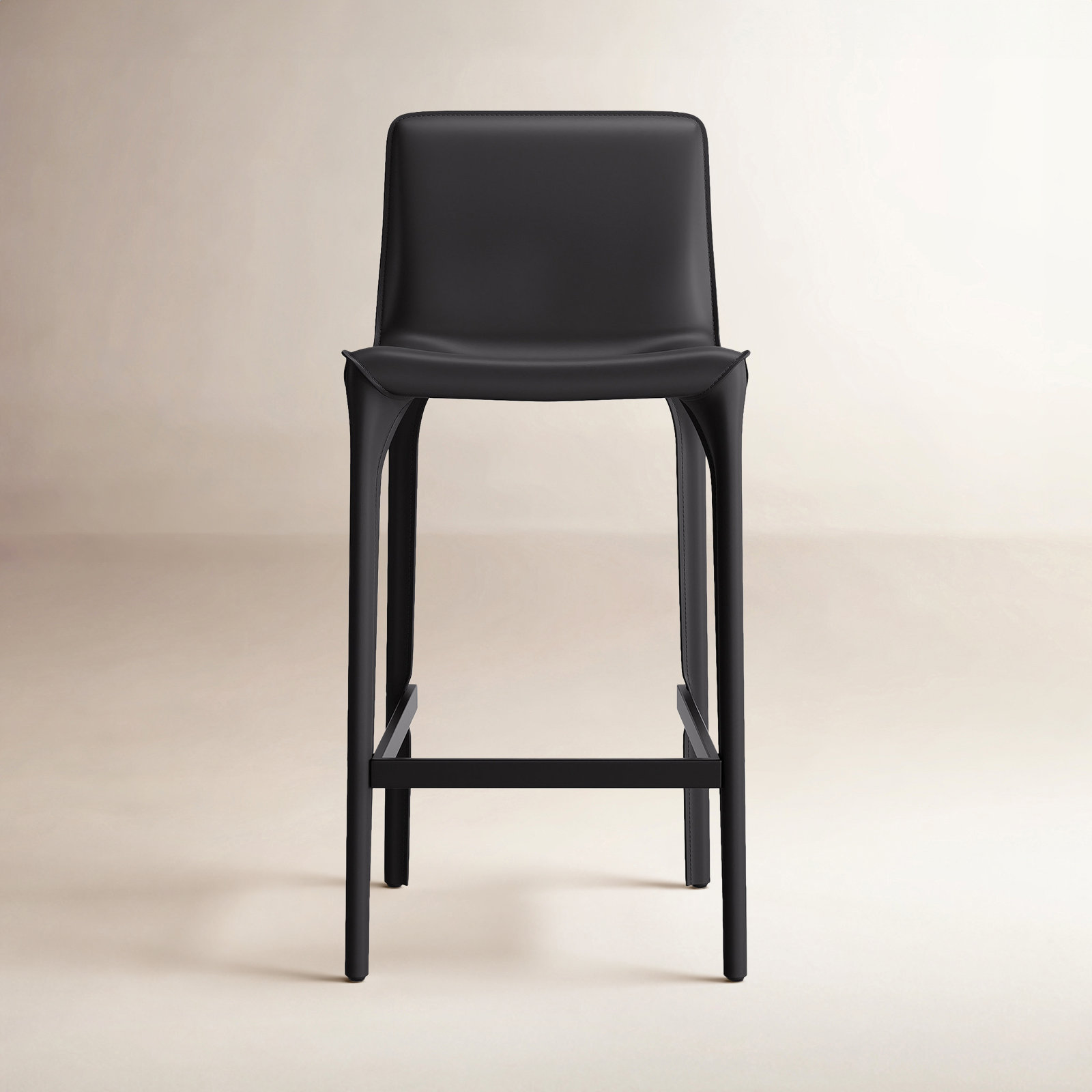 Vannes Vegan Leather Barstool, Black, 6