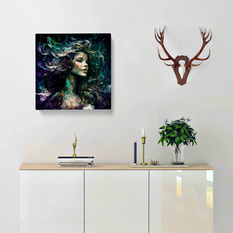 Mermaid Abstract Expressionism - No Frame Print, 35cm H x 35cm W x 3cm D