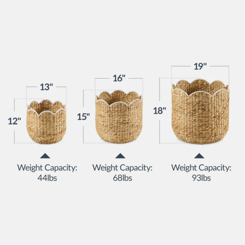 3PC Nesting Baskets, Natural/White