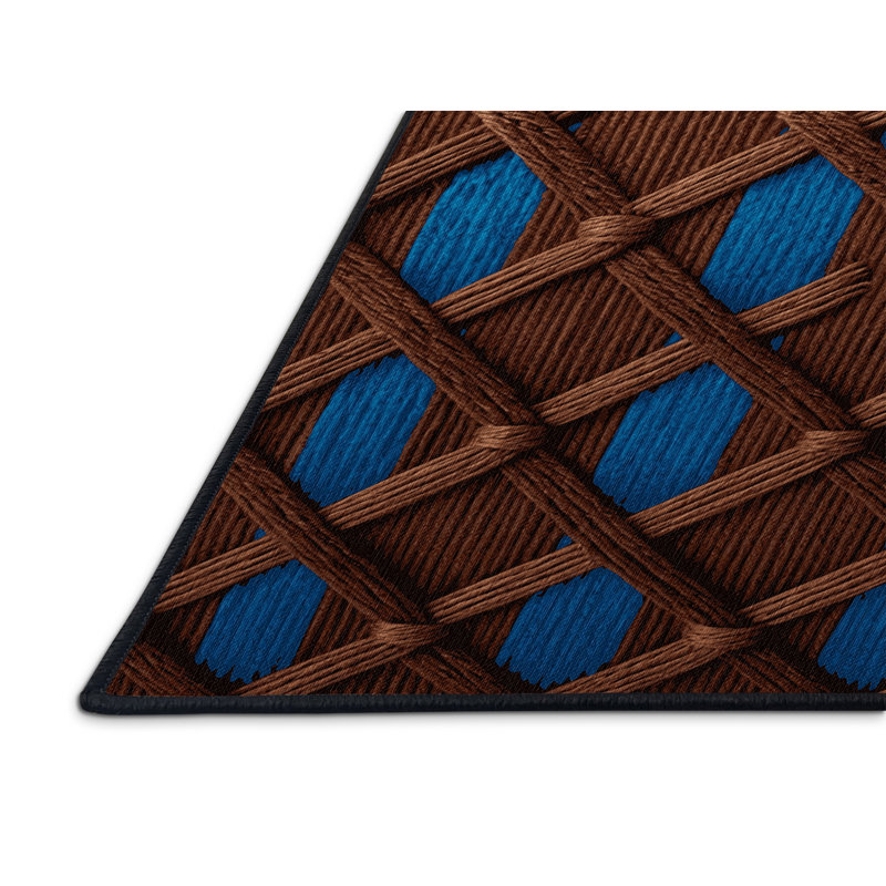 Tapis noir en treillis lavable à la machine, Rectangulaire 3 pi x 5 pi