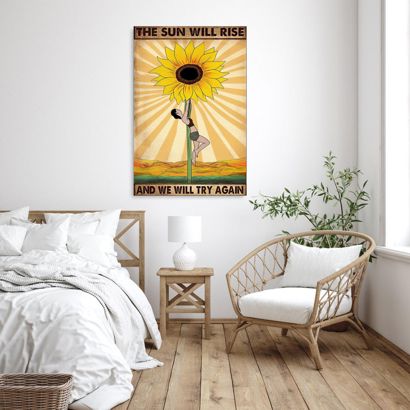 «Yoga The Sun Will Rise» - 1 pièce, impression rectangulaire sur toile Yoga The Sun Will Rise, H 14 po x l 11 po x P 1,25 po
