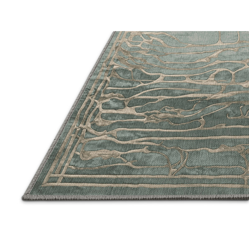 Machine Washable Brown Area Rug, Square 7'