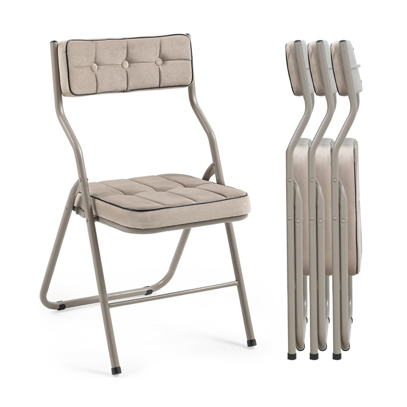 Chaises de salle à manger rembourrées pliables, Kaki