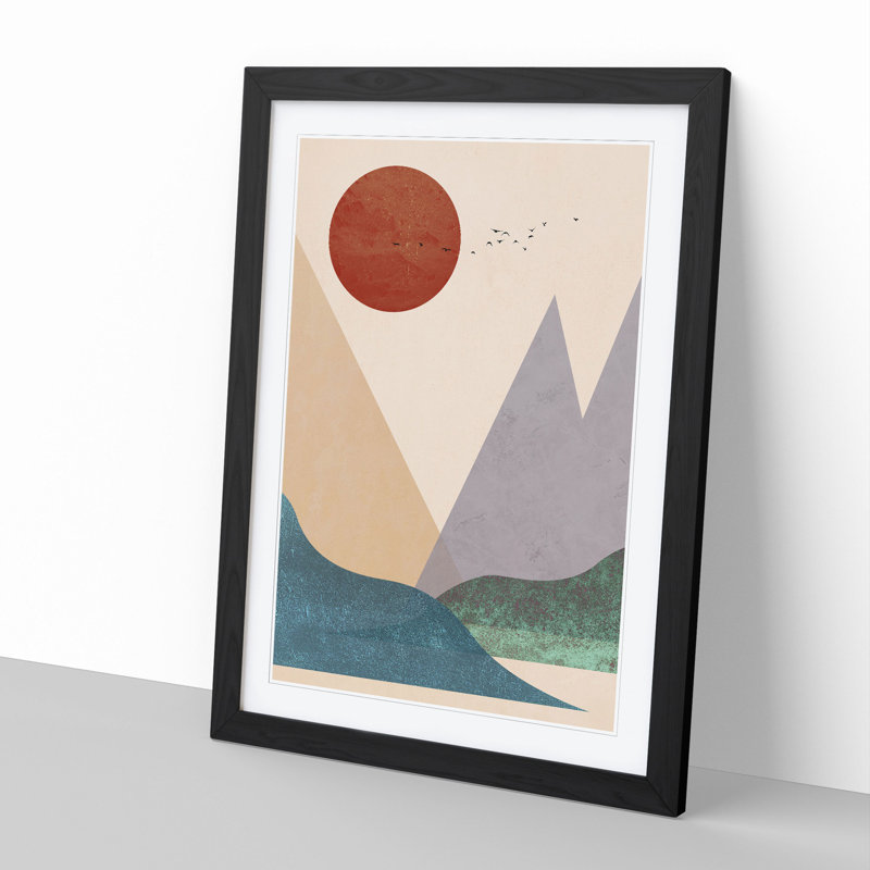 Abstract Modern Landscape - Picture Frame Graphic Art, 65cm H x 48cm W x 2cm D, Black