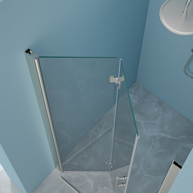 30"W X 72"H Fold Frameless Shower Door With Tempered Glass, 1/4 Inch (6 Mm), Brushed Nickel, Brushed Nickel