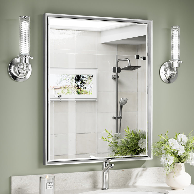 Miroir mural Lohoski, Argent argent, 36 po x 30 po