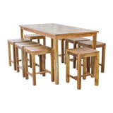 Outdoor 9 - Piece Teak Bistro Set