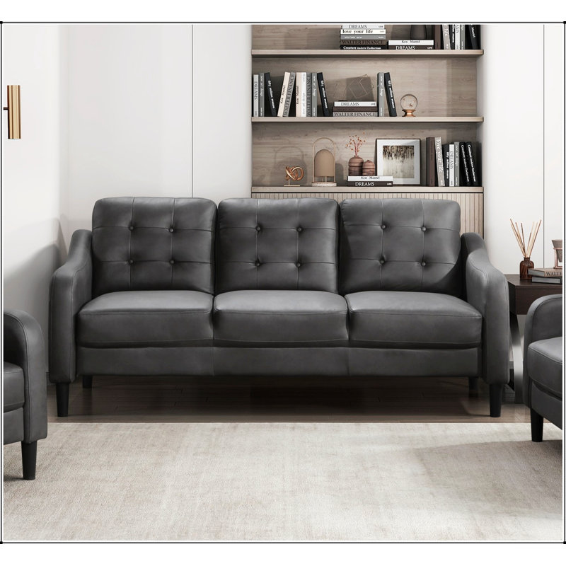 Canapé capitonné gris en microfibre capitonné 1pc