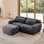 Canapé en forme de L sans os, tissu moelleux et moelleux, avec chaise en éponge haute densité 32D, aucun assemblage requis, conception ergonomique inférieure antidérapante, avec coussins décoratifs, convient aux chambres à coucher, gris foncé