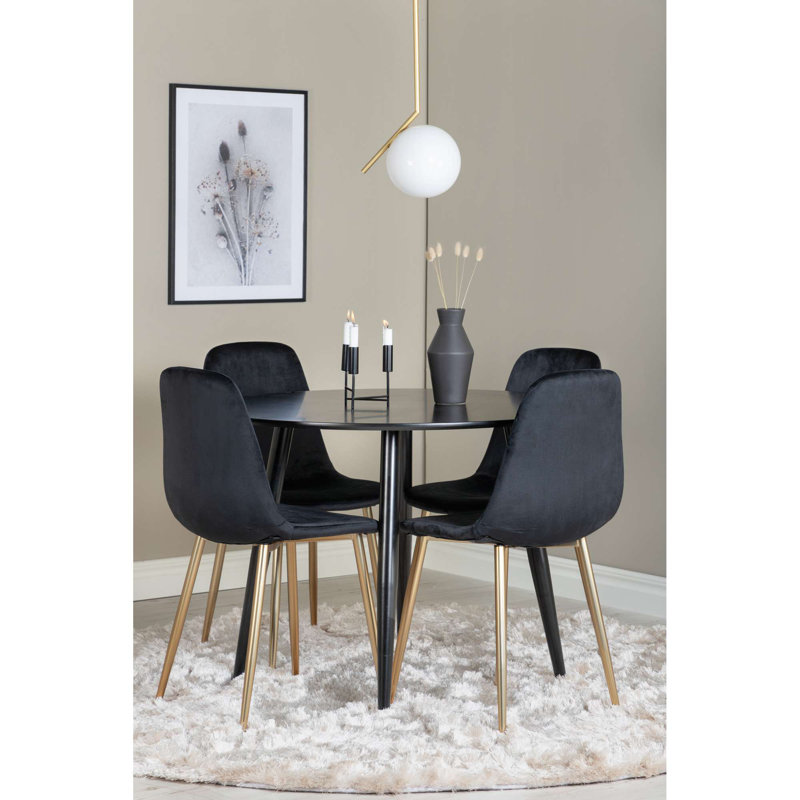Duneany 4 - Person Dining Set, 86" H x 44" W x 52" D, Black/Gold
